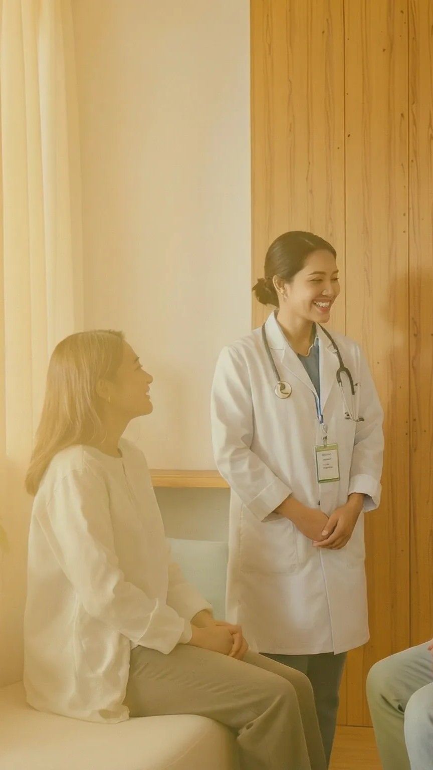 A doctor smiling at a patient at Kaiser Cancer Center